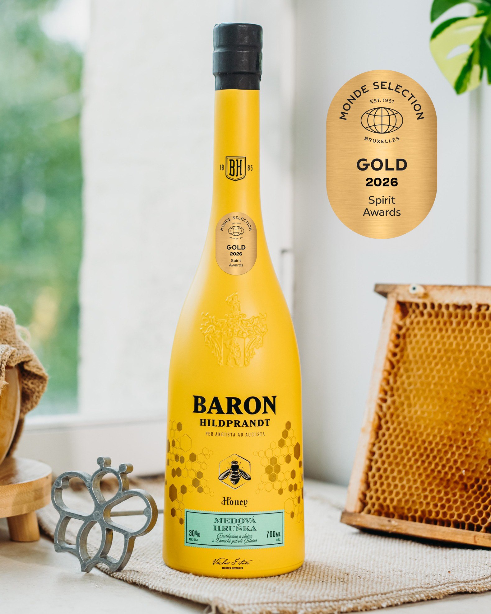 Baron Hildprandt Medová Hruška slaví zisk zlaté medaile  z mezinárodní soutěže Monde Selection 2026