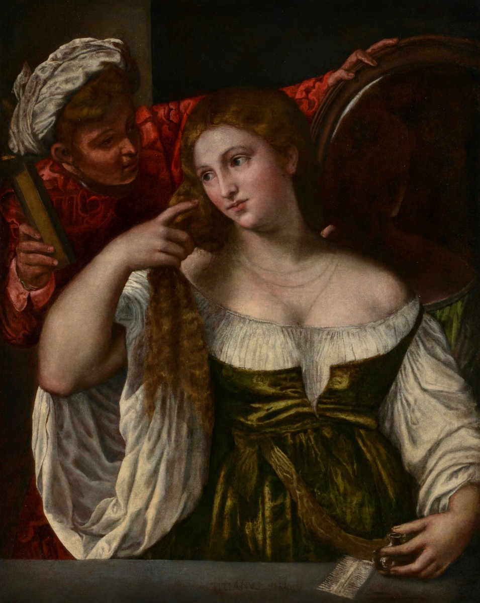 Tiziano Vecellio, zv.Tizian_ Toaleta mladé ženy_ Olej na plátně, 1512-1515, inv. č. O 34_ Správa Pražského hradu, foto_ Jan Gloc