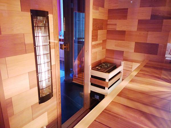 Luxusní kombinovaná sauna z cedrového dřeva, vyrábí SaunaSystem