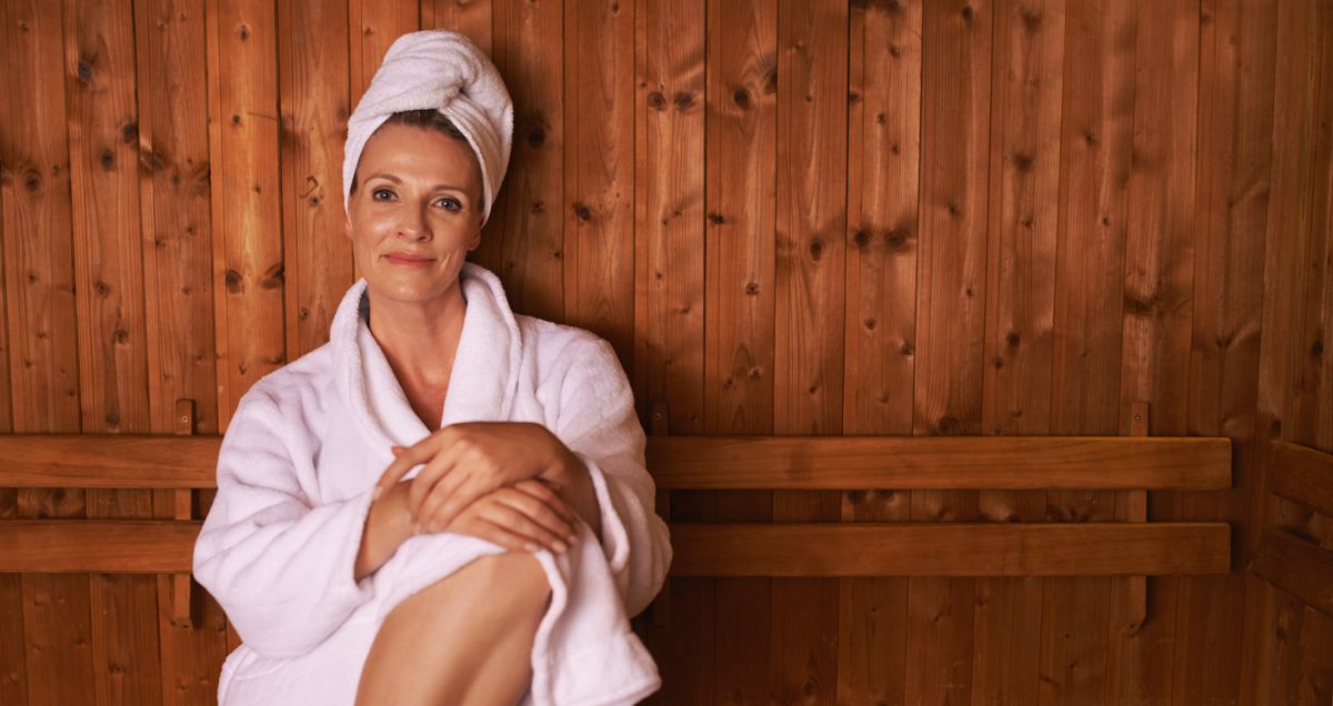 Shot of a mature woman in a sauna